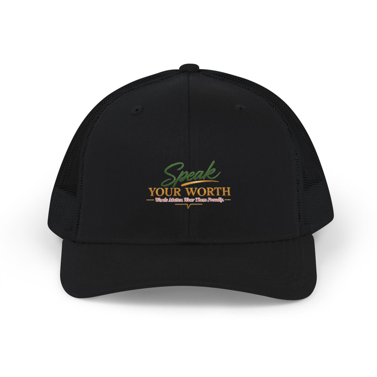 Speak Your Worth — Embroidered Unisex Logo Trucker Hat