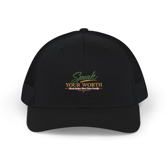 Speak Your Worth — Embroidered Unisex Logo Trucker Hat