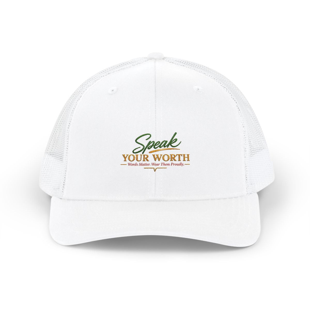 Speak Your Worth — Embroidered Unisex Logo Trucker Hat