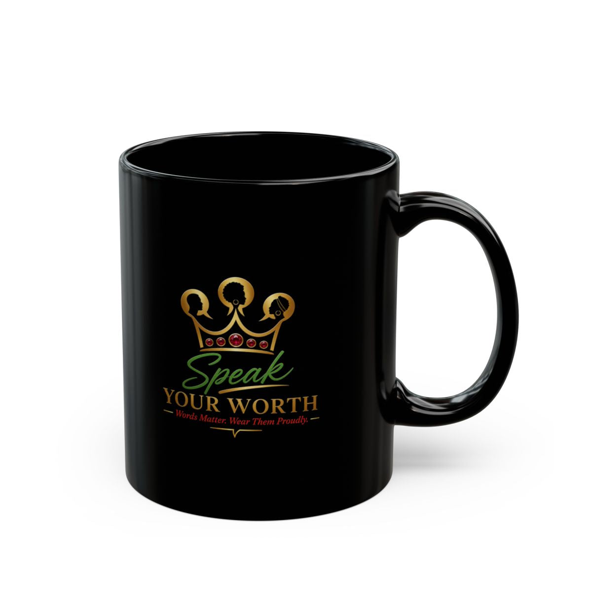 Speak Your Worth — Signature Inspirational Mug (Black)