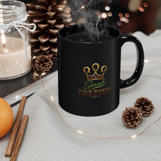 Speak Your Worth — Signature Inspirational Mug (Black)