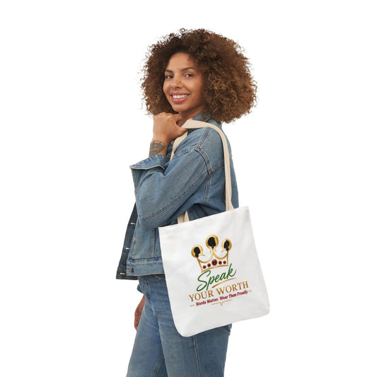 Speak Your Worth — Women's Canvas Logo Everyday Tote Bag