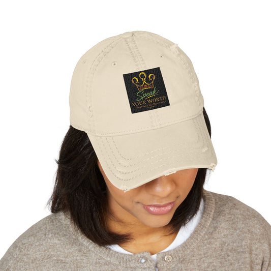 Speak Your Worth – Women's Logo Embroidered Vintage Baseball Cap