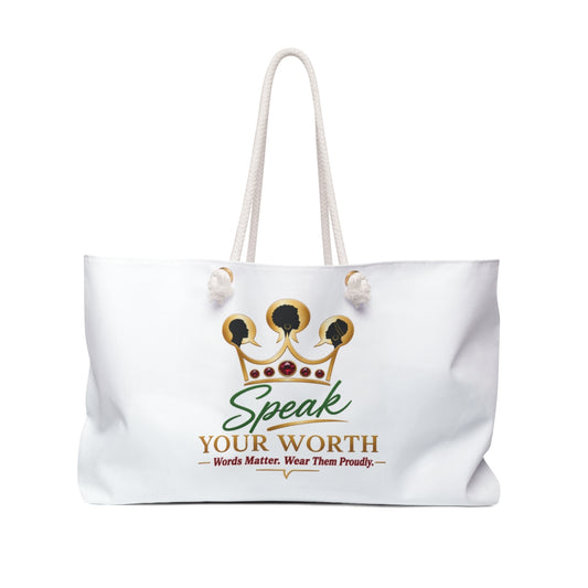 Speak Your Worth — Women's Logo Weekender Bag